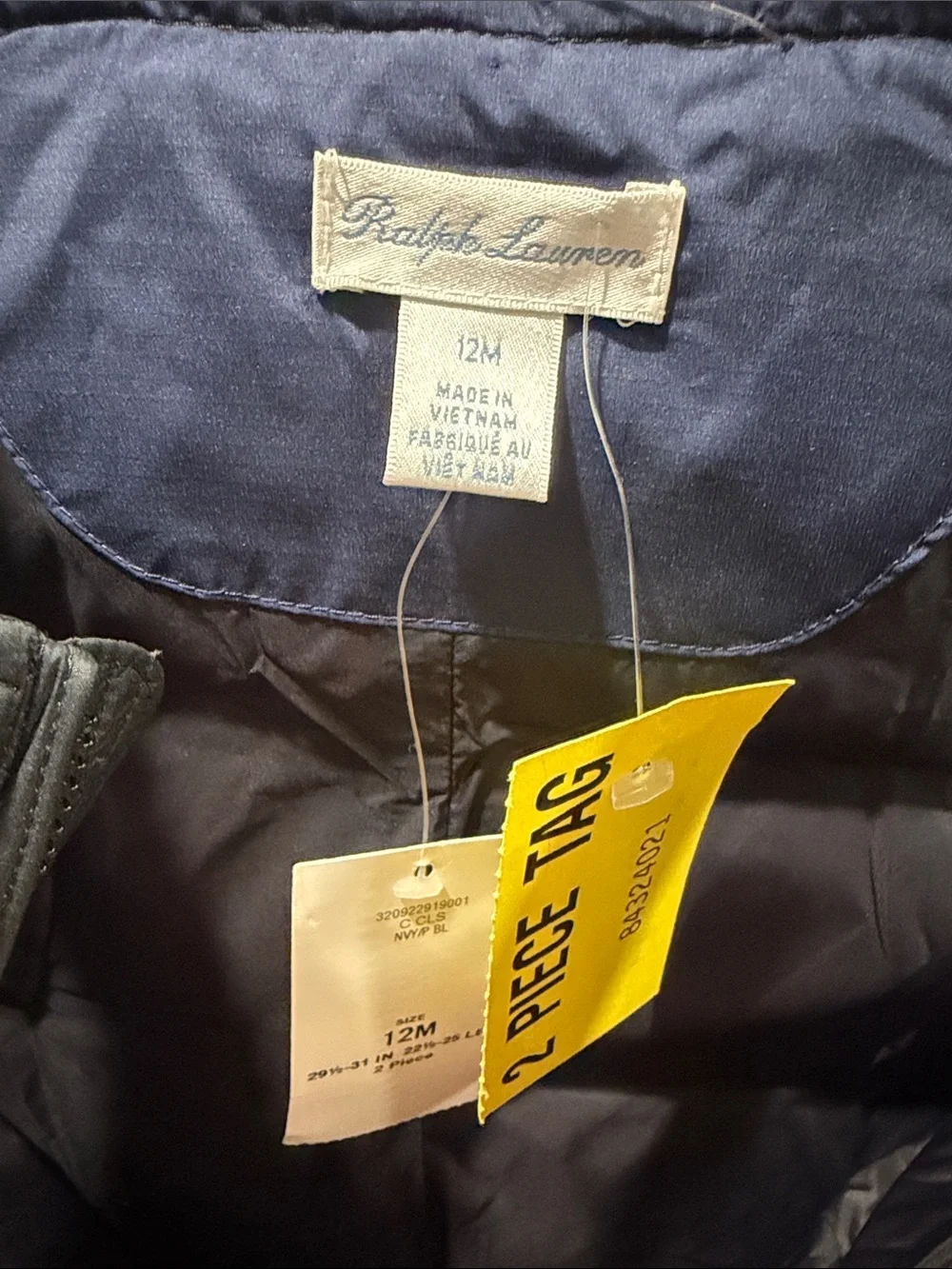 Ralph Lauren Baby Puffer Overalls NWT